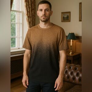 COS Brown & Black Speckled Ombre T-Shirt Men’s Large – 100% Cotton